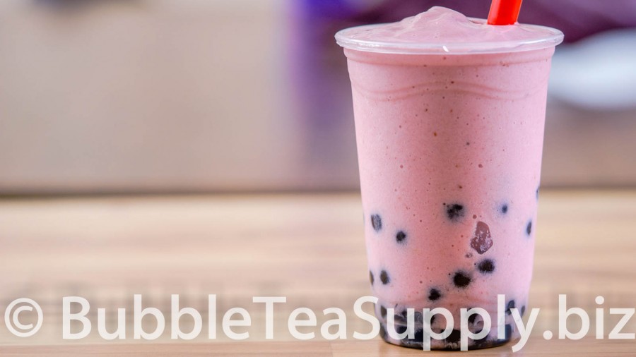 Strawberry Banana Smoothie with Boba Tapioca Pearls - 1