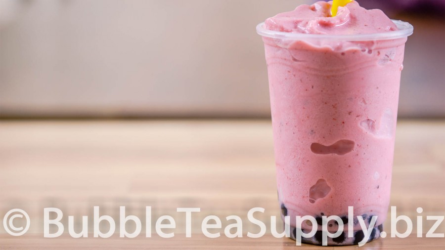 Strawberry Smoothie with Frozen Fruit and Boba Tapioca Pearls - 1