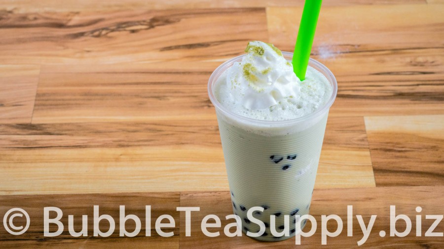 Green Tea Latte Bubble Tea with Boba Tapioca Pearls - 01
